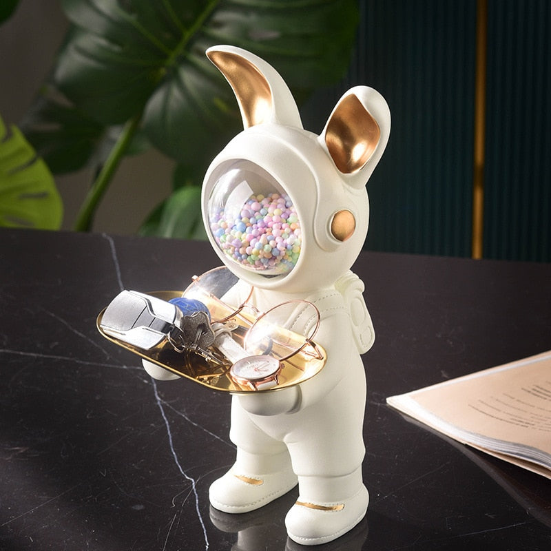 Resin Rabbit Butler with key holder - Animal Figurine Statue