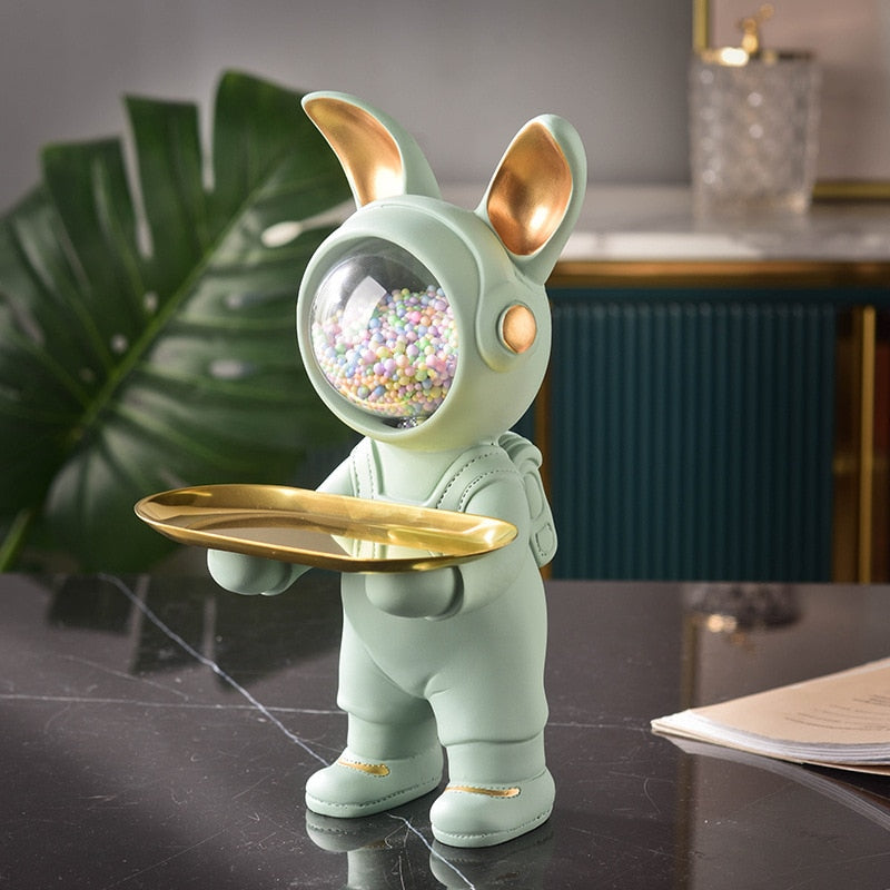 Resin Rabbit Butler with key holder - Animal Figurine Statue