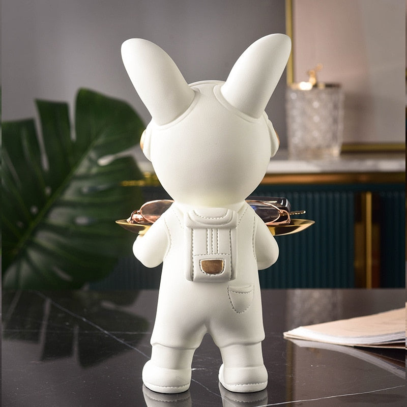 Resin Rabbit Butler with key holder - Animal Figurine Statue