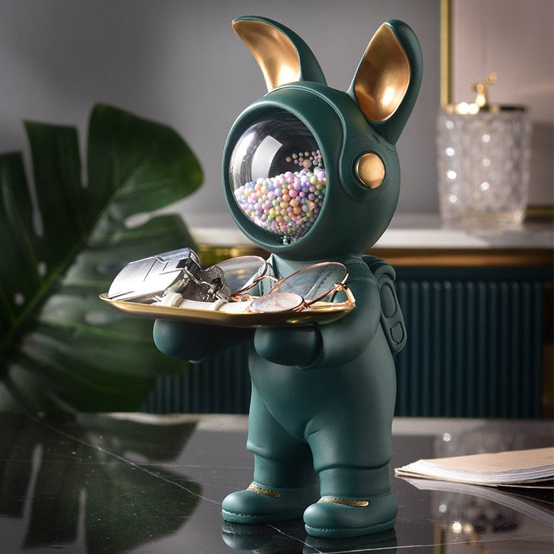 Resin Rabbit Butler with key holder - Animal Figurine Statue