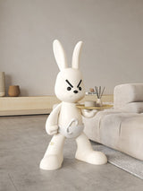 Angry Bunny Statue With Tray Home Decor Rabbit Statue