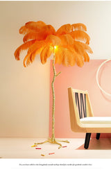 Resin Ostrich Feather Floor Lamp for Bedrooms and Living Room