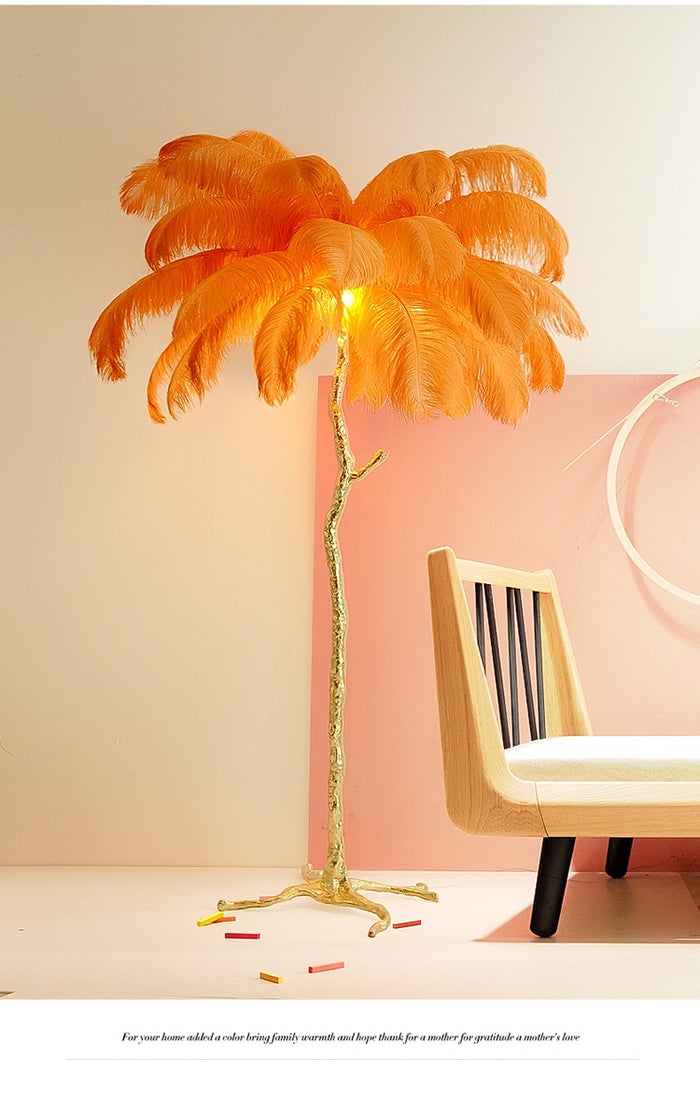 Resin Ostrich Feather Floor Lamp for Bedrooms and Living Room