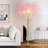 Resin Ostrich Feather Floor Lamp for Bedrooms and Living Room