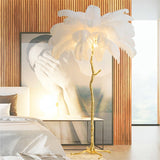 Resin Ostrich Feather Floor Lamp for Bedrooms and Living Room